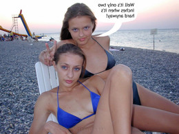 Beach babes discussing about long cocks